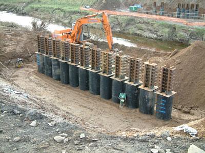 Steel piles and shear connectors